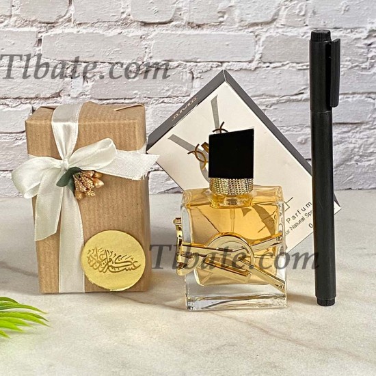 تغليف عطر على ذوقك بورق هدايا بني ولوقو ذهبي